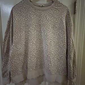 Z Supply Leopard Print Long Sleeve Top - Cream and Brown